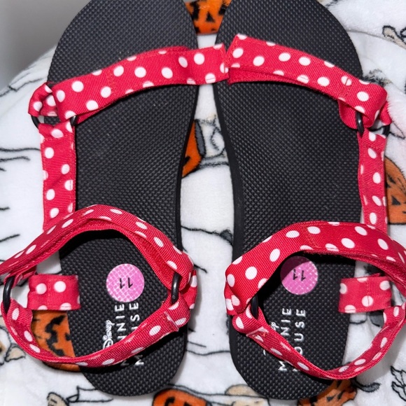 Disney Minnie Mouse Polka Dot Red and Black Sandals, Size 11 - Picture 3 of 6